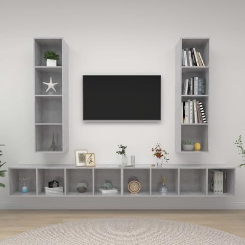 TV-Wandschränke 4 STK. Betongrau Holzwerkstoff, Wohnwand Kombination TV-Bank für Wohnzimmer Büro Home-Cinema3079893 TV-Wandschränke 4 STK. Betongrau Holzwerkstoff, Wohnwand Kombination TV-Bank für Wohnzimmer Büro Home-Cinema3079893 von Tidyard