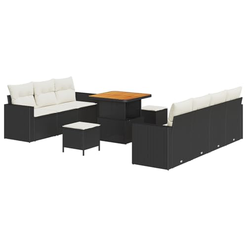 Tidyard 10-TLG. Garten-Sofagarnitur, Modulares Design, Schwarz Poly Rattan, Wetterfestes Material, fürTerrasse oder Balkon von Tidyard