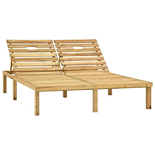 Tidyard 2-Personen-Sonnenlieg Doppel Sonnenliege Gartenliege Holzliege Doppelliege Gartenm?Bel Liege Relaxliege Strandliege Saunaliege Loungebett 200 x 138 x (31,5-77) cm,Verstellbare Rückenlehne von Tidyard