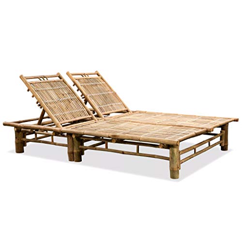 Tidyard 2-Personen-Sonnenliege Liegen Sonnenbaden Liege 200 x 130 x (24-87) cm Mit 3 Liegepositionen,Klappstühle Lounge Liege liegesessel Relaxsessel Liegestühle Rückenlehnen 3 Stufen verstellbar von Tidyard