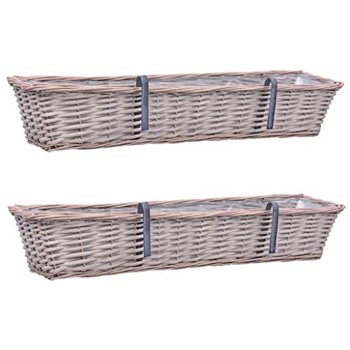 Tidyard 2 STK. Blumenkasten Balkonkasten Pflanzkübel Pflanzkasten Blumentopf Blumenkübel Pflanzgefäß Weide mit PE-Auskleidung 80 cm von Tidyard