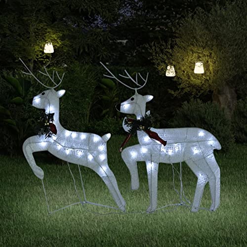 Tidyard 2 STK. Rentier Weihnachtsbeleuchtung, LED Rentier Weihnachtsdeko, LED Leuchtfiguren Rentiere, Weiß 40 LEDs von Tidyard