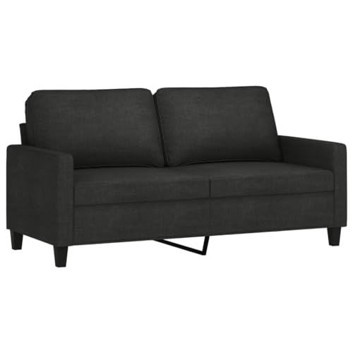 Tidyard 2-Sitzer-Sofa,Loungesofa Couch mit Armlehnen Schlafsofa Rückenkissen,Schlafsessel Wohnzimmersofa Designsofa Stoffsofa Metallgestell,Sitzmöbel Zweisitzer,158 x 77 x 80 cm (B x T x H) Schwarz von Tidyard