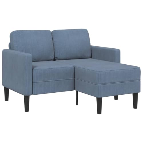 Tidyard 2-Sitzer-Sofa mit Chaiselongue L-Form Blau 125 cm Leinen, Sitzbank Polstersofa Loungesofa für Wohnzimmer Eingangsbereich Büro4107079 von Tidyard