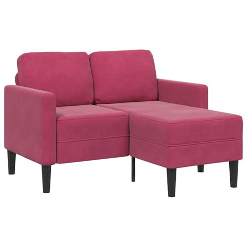 Tidyard 2-Sitzer-Sofa mit Chaiselongue L-Form Weinrot 125 cm Samt, Sitzbank Polstersofa Loungesofa für Wohnzimmer Eingangsbereich Büro4107072 von Tidyard