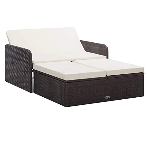 Tidyard 2-TLG. Garten-Lounge-Set mit Auflagen Poly Rattan Braun Lounge Möbel Sitzgarnitur Gartengarnitur Sitzgruppe Sofa Gartenset Gartensofa 120 x 85/100 x 52/70 cm von Tidyard