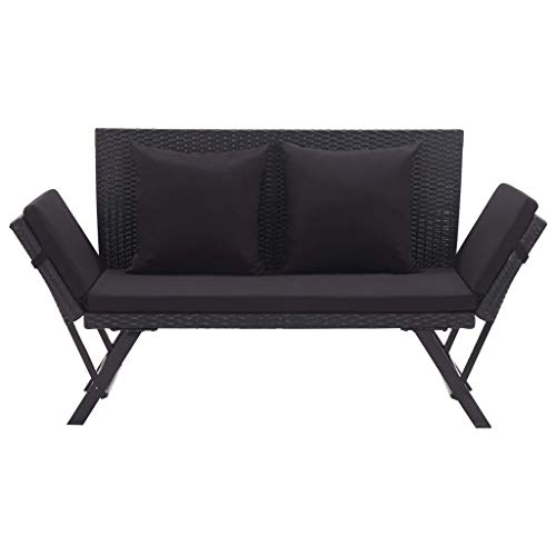 Tidyard 2-in-1 Tagesbett Outdoor Sonnenliege/Gartenbank Bank Liegestuhl Beide Seiten sind verstellbar (130-176) x 70 x 80 cm,Sitzhocker Gartenliege Gartensofa für Outdoor Garten Terrasse Schwimmbad von Tidyard