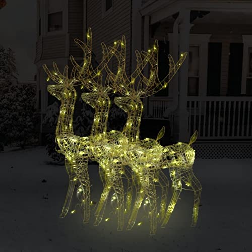 Tidyard 3 STK. LED-Rentiere, Rentiere Weihnachten Deko, Rentier Weihnachtsbeleuchtung, Weihnachten Deko Draußen, Weihnachten Dekoration, Acryl 120 cm Warmweiß von Tidyard