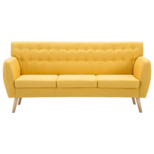 Tidyard 3-Sitzer-Sofa Stoffsofa Polstersofa Loungesofa, Stoffbezug, 172 x 70 x 82 cm, Gelb von Tidyard
