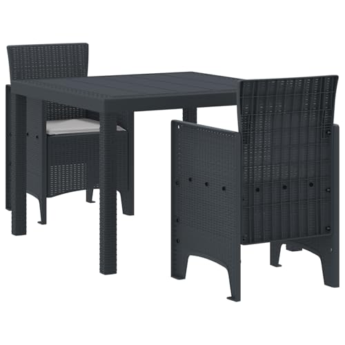 Tidyard 3-TLG. Garten-Essgruppe mit Kissen Anthrazit Poly Rattan gartentisch mit stühlen Set Tidyard 3-TLG. Garten-Essgruppe mit Kissen Anthrazit Poly Rattan gartentisch mit stühlen Set von Tidyard