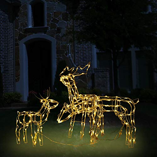 Tidyard 3-TLG. Rentiere Weihnachten Deko, Rentier Weihnachtsbeleuchtung, Weihnachten Dekoration, Weihnachten Dekoration, Weihnachten Deko Draußen, 229 LEDs Warmweiß von Tidyard