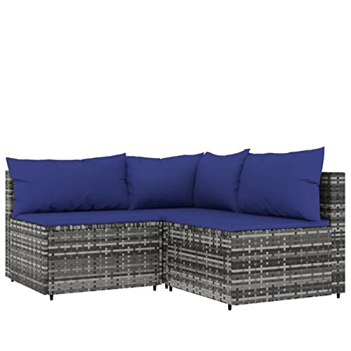 Tidyard 3-TLG.Garten-Lounge-Set mit Kissen Balkonmöbel,Balkonlounge Gartenmöbel,Loungemöbel Gartenlounge, Balkon, Garten Möbel, Garnitur Gartensofa Balkon Mittelsofa Terrassenmöbel,Poly Rattan von Tidyard