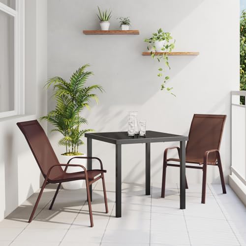 Tidyard 3-teiliges Gartenm?belset Braun Textilene und Stahl von Tidyard