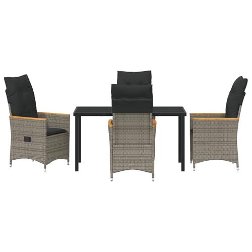 Tidyard 5-teiliges Garten-Esstisch-Set mit Kissen in grauem Poly-Rattan gartentisch mit stühlen Set Tidyard 5-teiliges Garten-Esstisch-Set mit Kissen in grauem Poly-Rattan gartentisch mit stühlen Set von Tidyard