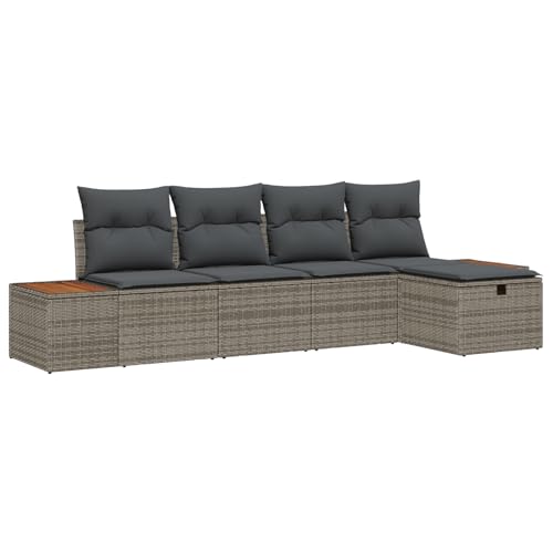 Tidyard 5-teiliges Garten Sofa Set mit Kissen Grau Poly Rattan Tidyard 5-teiliges Garten Sofa Set mit Kissen Grau Poly Rattan von Tidyard