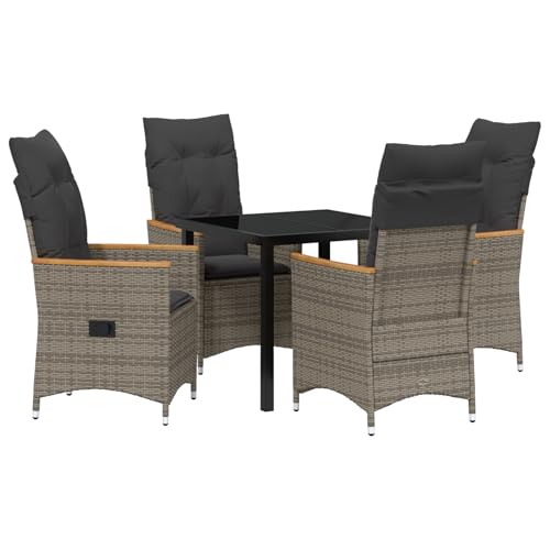 Tidyard 5-teiliges Set für den Garten mit Kissen in Grau aus Poly-Rattan gartentisch mit stühlen Set Tidyard 5-teiliges Set für den Garten mit Kissen in Grau aus Poly-Rattan gartentisch mit stühlen Set von Tidyard