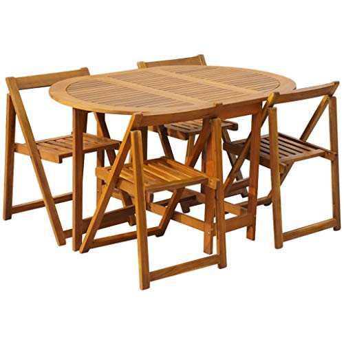 Tidyard 6+1 Sitzgruppe Holz Essgruppe mit 4 Stühlen Klapptisch Garten Gartenmöbel Set 4 Personen Gartentisch mit Stuehlen Gartengruppe Sitzgarnitur Gartengarnitur Terassenmöbel Klappbar von Tidyard