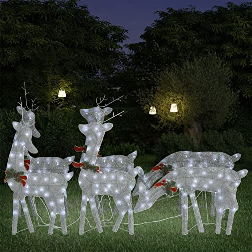 Tidyard 6 STK. LED Rentieren für Draußen, LED Weihnachtsbeleuchtung Außen, Weihnachtsdeko, Rentier Skulptur Weihnachten Deko LED Weihnachtsfiguren, Weihnachtsdekoration Silbern Kaltweiß Mesh von Tidyard