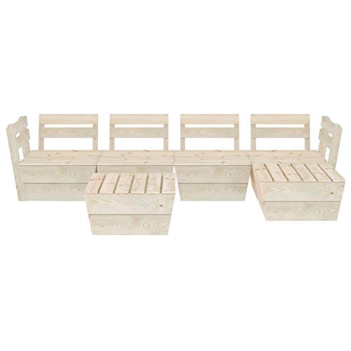 Tidyard 6-TLG. Garten Paletten Lounge Set Gartenmöbel Sofagarnitur Gartensofa Ecksofa Lounge Gartengarnitur Sitzgarnitur Sitzgruppe Palettenmöbel Europaletten Imprägniertes Fichtenholz von Tidyard