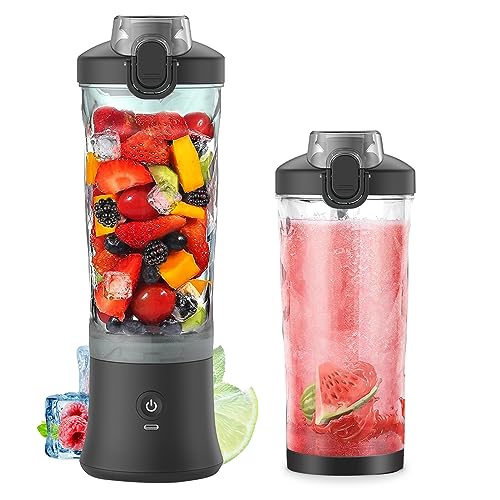 Tidyard 600 ml Tragbarer Mixer Personal Smoothie Maker, Juicer Cup for Shakes and Smoothies with 6 Blades 150 Watt Waterproof Rechargeable Handheld Blender Cup for Travel Sports Home Office(Black) von Tidyard
