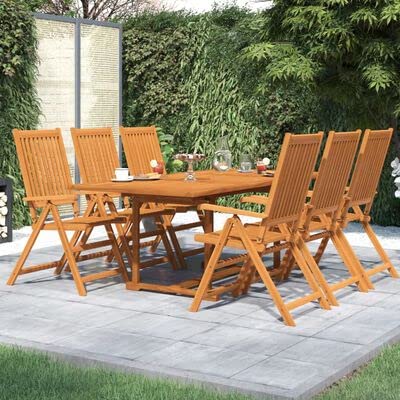 Tidyard 7-TLG. Garten Essgruppe Holz, Sitzgruppe Garten 6 Personen, Massivholz Esstisch und 5- Fach Verstellbar Hochlehner Stühle Klappbar, Terassenmöbel Gartenmöbel Set Massivholz Akazie von Tidyard