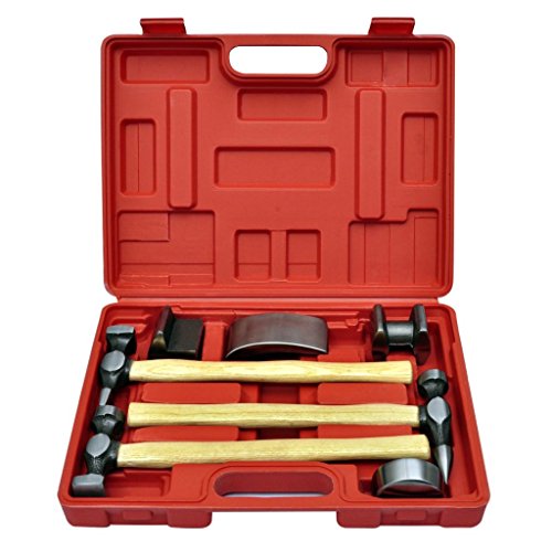 Tidyard 7-TLG.Karosserie-Ausbeulset Ausbeulhammer Dellen-Reparatur-Set Handamboss Werkzeug Koffer von Tidyard