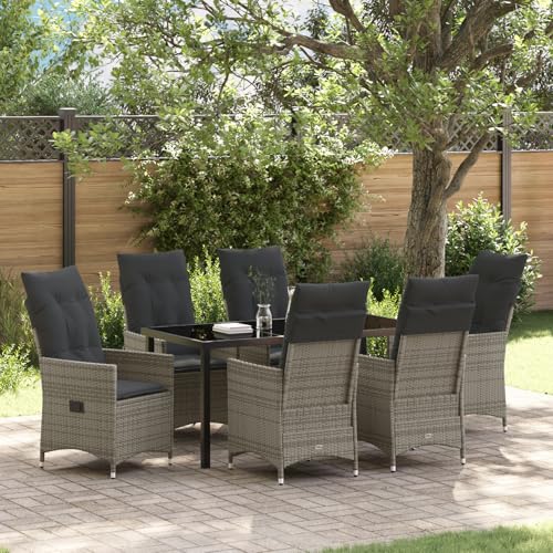 Tidyard 7-teilige Garten-Essgruppe mit Kissen Grau Poly-Rattan Tidyard 7-teilige Garten-Essgruppe mit Kissen Grau Poly-Rattan von Tidyard