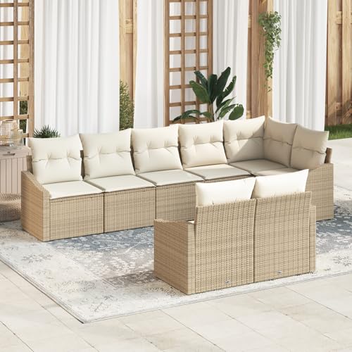 Tidyard 8-TLG. Garten-Essgruppe mit Kissen Beige Poly Rattan Tidyard 8-TLG. Garten-Essgruppe mit Kissen Beige Poly Rattan von Tidyard