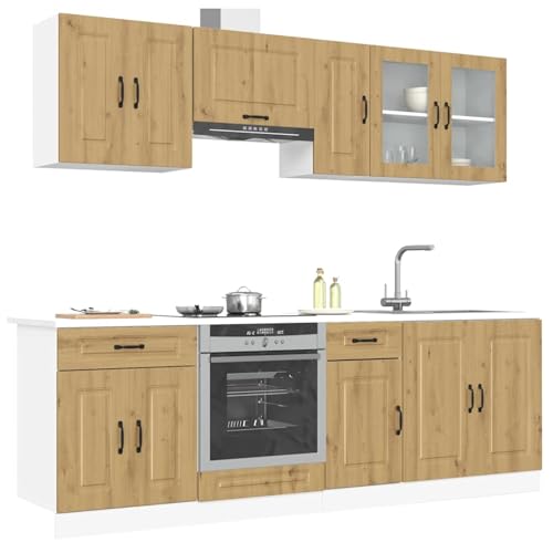 Tidyard 8-TLG. Küchenschrank-Set Kalmar Artisan-Eiche Holzwerkstoff Wandschrank Küchenschrank Küchenzeile Hängeschrank von Tidyard