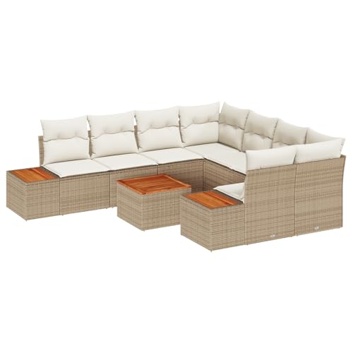 Tidyard 9-teilige Garten Sofagarnitur mit Kissen Beige Poly Rattan Akazie Tidyard 9-teilige Garten Sofagarnitur mit Kissen Beige Poly Rattan Akazie von Tidyard