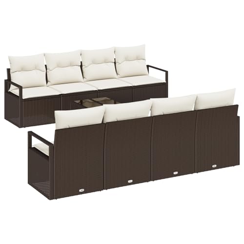 Tidyard 9-teiliges Garten Sofa Set mit Kissen Braun Poly Rattan Lounge Möbel Outdoor von Tidyard