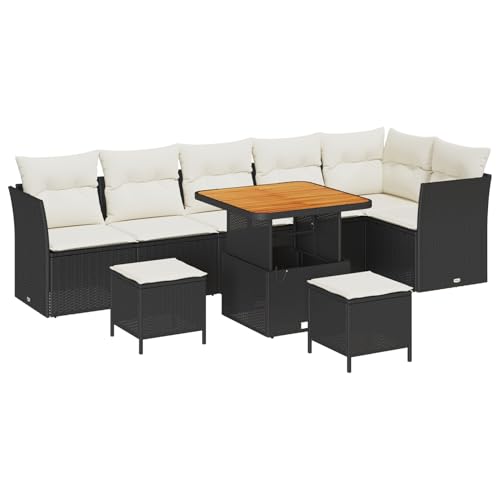 Tidyard 9-teiliges Garten Sofa Set mit Kissen Schwarz Poly Rattan Akazie Tidyard 9-teiliges Garten Sofa Set mit Kissen Schwarz Poly Rattan Akazie von Tidyard