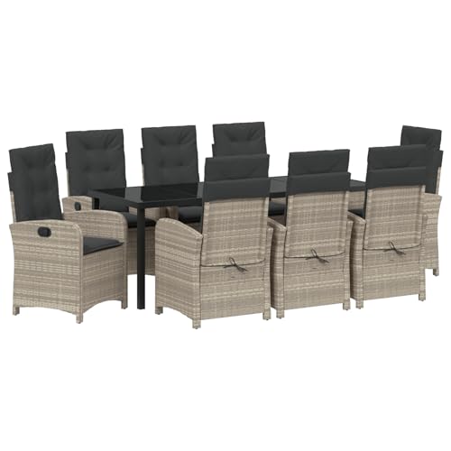 Tidyard 9-teiliges Gartenset mit Kissen Hellgrau Poly-Rattan gartentisch mit stühlen Set Tidyard 9-teiliges Gartenset mit Kissen Hellgrau Poly-Rattan gartentisch mit stühlen Set von Tidyard
