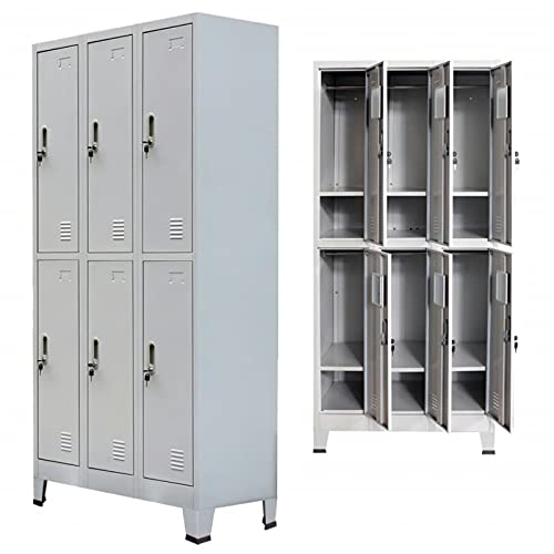 Tidyard Aktenschrank Büroschrank mit 6 Fächern 6 Türen Stahl Schließfachschrank Mehrzweckschrank 90 x 45 x 180 cm von Tidyard