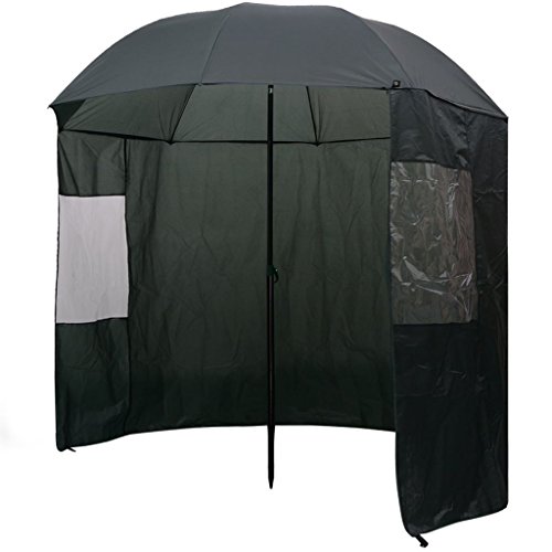 Tidyard Angelschirm mit Seitenwand 240x210 cm Fischerschirm mit Windschutz Schirmzelt Sonnenschirm Angeln Schirm Sportartikel Outdoor-Aktivitäten Angeln & Fischen Dunkelgrün von Tidyard