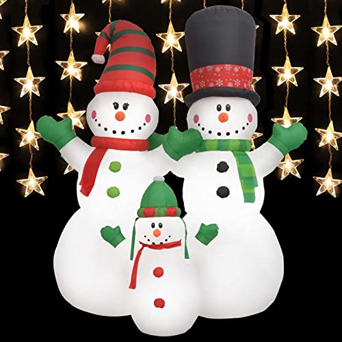 Tidyard Aufblasbare Schneemann-Familie mit LEDs Weihnachten Dekoration Außenbereich Schneemänner Weihnachtsbeleuchtung weihnachtsdeko Weihnachtsfigur 240 cm von Tidyard