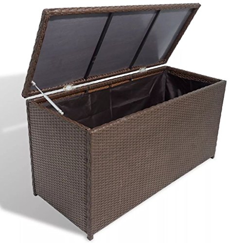 Tidyard Auflagenbox Garten Rattan Groß, Gartenbox Kissenbox Tischtruhe Truhe, mit Gasdruckfedern, 120×50×60 cm Braun von Tidyard