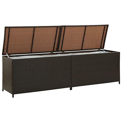 Tidyard Auflagenbox Garten Rattan Groß, Gartenbox Kissenbox Tischtruhe Truhe, mit Gasdruckfedern, 200×50×60 cm Braun von Tidyard