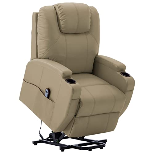 Tidyard Aufstehsessel Sessel mit Aufstehhilfe Liegesessel Fernsehsessel Relaxsessel TV Ruhesessel Polstersessel Ledersessel Kunstleder Cappuccino-Braun von Tidyard