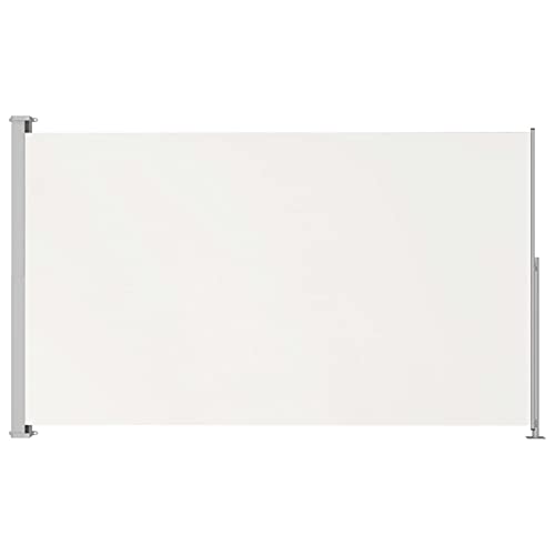 Tidyard Ausziehbare Seitenmarkise Sonnenschutz Sichtschutz Gehäuse und Standpfosten komplett Seitenwandmarkise Ausziehbar, Seitenrollo Balkon, Terrasse und Garten, Windschutz 220x300 cm Creme von Tidyard