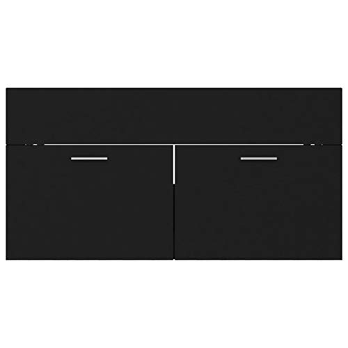 Tidyard Badezimmer Waschbeckenunterschrank, Badezimmerschrank, Badschrank mit Fach und 2 Türen, Waschtisch fürs Badezimmer, Schwarz, 90 x 38,5 x 46 cm von Tidyard