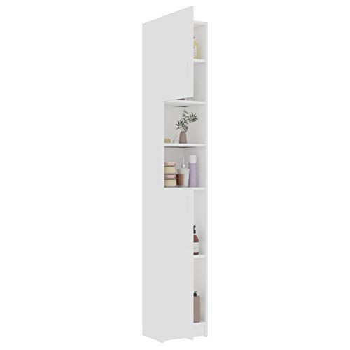 Tidyard Badezimmerschrank Hochschrank Badschrank Schrank 32 x 25,5 x 190 cm Mit 4 F?Chern mit Türen und 2 offenen F?Chern,Waschmaschine Schrank aus Spanplatte von Tidyard