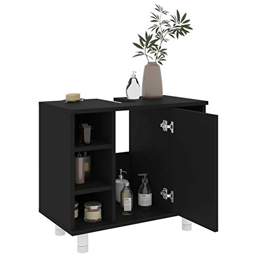 Tidyard Badezimmerschrank Unterschrank mit 7 Fächer Badschrank Waschbeckenunterschrank Waschtischunterschrank Badmöbel Schwarz 60x32x53,5 cm Holzwerkstoff Tidyard Badezimmerschrank Unterschrank mit 7 Fächer Badschrank Waschbeckenunterschrank Waschtischunterschrank Badmöbel Schwarz 60x32x53,5 cm Holzwerkstoff von Tidyard