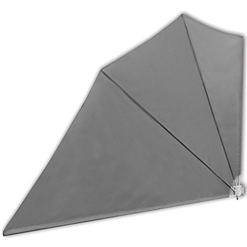 Tidyard Balkonfächer Klappbar Wandklappschirm Seitenmarkise Faltbar Balkonsichtschutz Sichtschutz-Fächer Stahlrohre 160 x 240 cm Grau für Balkon von Tidyard
