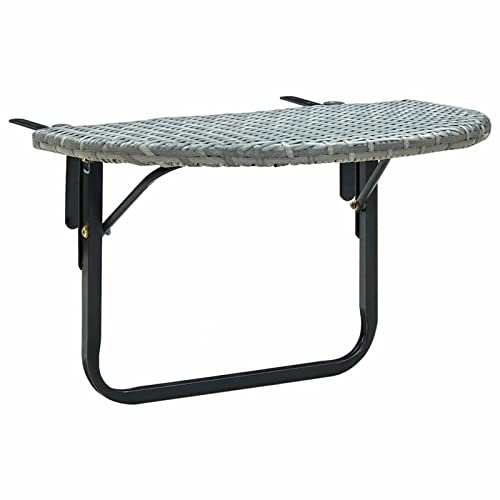 Tidyard Balkontisch Klappbare Balkonhängetisch Hängetisch Garten Esstisch Gartentisch Campingtisch Terrassentisch Gartenmöbel Tisch Außentisch Rattantisch Grau 60x60x40 cm Poly Rattan von Tidyard