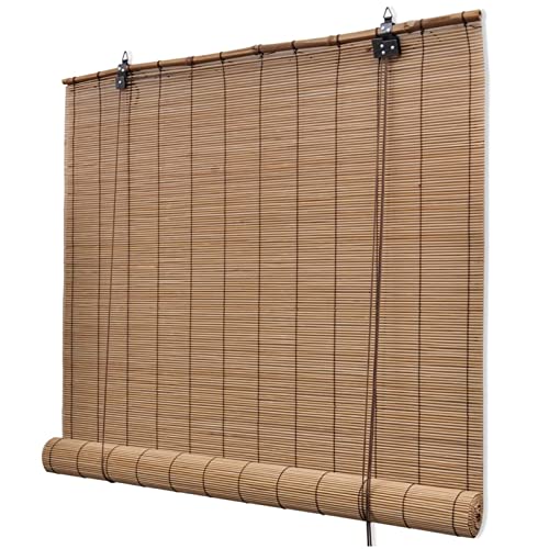 Tidyard Bambusrollo Bambus Rollo Holzrollo Fenster Sichtschutz Sonnenschutz Rollos Sichtschutz Rollo Seitenzugrollo,Fenster-Rollo Bambus für Innen, 150x160 cm Braun von Tidyard