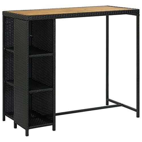 Tidyard Bartisch mit 3-stufigem Regal Bartresen Stehtisch Tresentisch Bistrotisch Küchentheke Küchentisch Tisch PE-Rattan Schwarz 120x60x110 cm von Tidyard