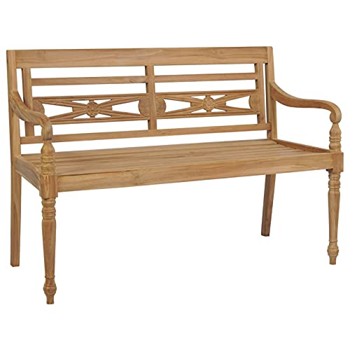 Tidyard Batavia-Gartenbank mit Beigem Kissen 120 cm Teak Massivholz von Tidyard