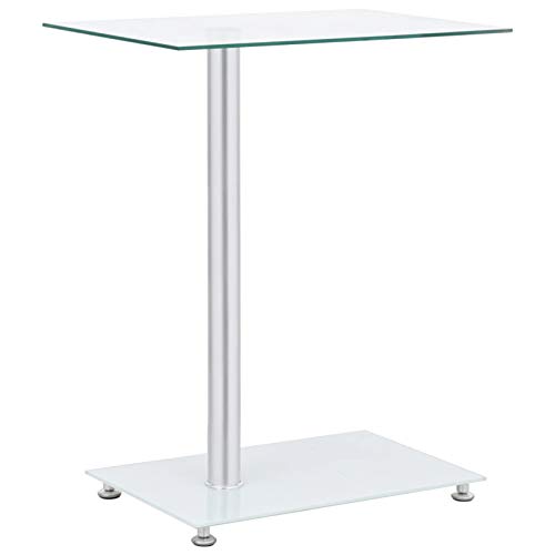 Tidyard Beistelltisch Glastisch Couchtisch U-Form,Kaffeetisch Wohnzimmertisch Sofatisch Tisch Transparent Teetisch 45 x 30 x 58 cm (B x T x H),Sicherheitsglas,Edelstahl von Tidyard