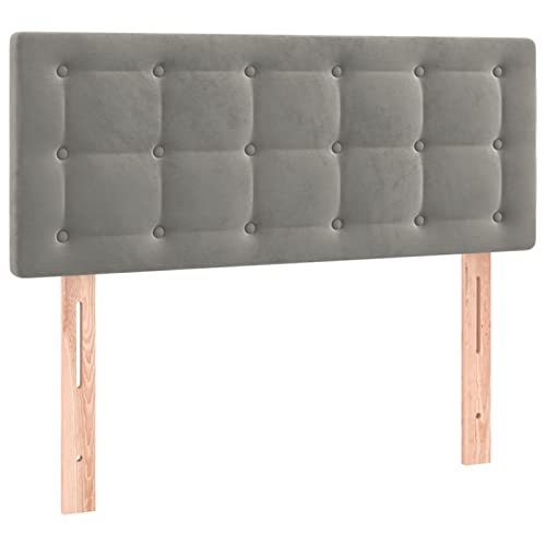 Tidyard Bett-Kopfteil Polsterkopfteil Betthaupt Wand-Kopfteil Bettkopfteil Kopfteil-Regal 100 x 5 x 78/88 cm (B x T x H) für Bett Bettgestell Bettrahmen Schlafzimmer Bettzubehör Samt Hellgrau von Tidyard